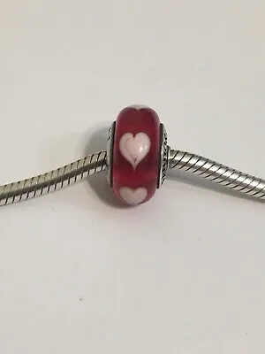 Authentic Pandora Murano Glass Bead Charms Red Love Pink Hearts • $22.89