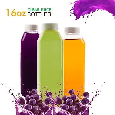 $15.95 • Buy 16oz Empty Clear Plastic Juice Bottles With Tamper Evident Cap BPA Free Reusable