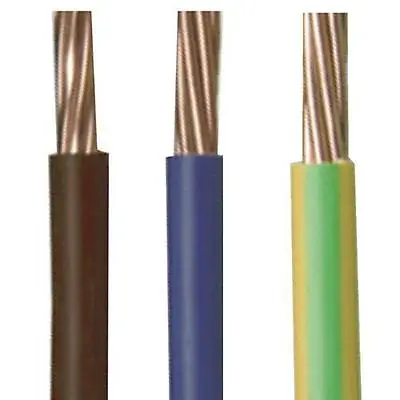 1.5mm 2.5mm 4mm 6mm 10mm 16mm Earth Cable Green Yellow Blue Brown Singles (6491x • £2.79