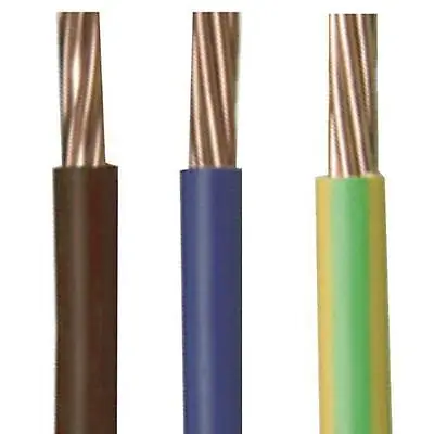 6491X 1.5mm 2.5mm 4mm 6mm 10mm 16mm Earth Cable Green Yellow Blue Brown • £2.99