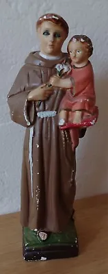 Vintage St. Saint Anthony Chalkware Statue Monk W/ Child • $35.90