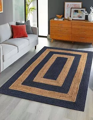 Rug 100% Natural Jute Braided Farmhouse Rug Rectangle Area Modern Living Rug • £18.76