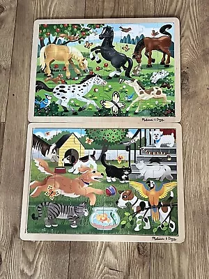 Melissa And Doug 2 X Wooden Puzzle Jigsaw Animals Horses. Both In Great Cond. • £6