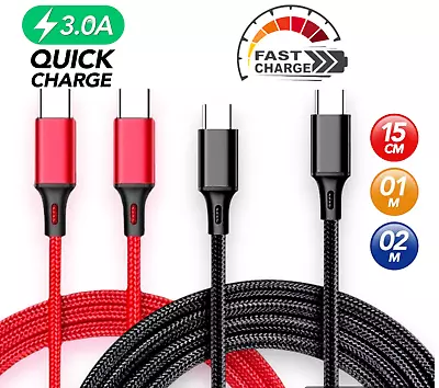 USB C To USB C Cable Heavy Fast Charging Charger PD 60W Dual Type C Lead Data • £2.89