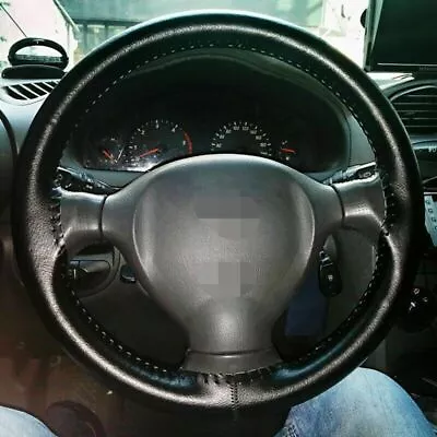 15'' Black Car Steering Wheel Leather Cover Breathable Anti-slip Wrap DIY-Stitch • $10.12