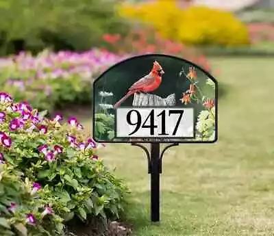 Yard Design Address Marker House Number Magnetic Sign CARDINAL SONG BIRD New💗tw • $17