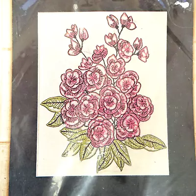 Vogart Crafts Pink Blooms Crewel Stitchery Kit 2614 Anemone Flower 1977 Vintage • $14.98