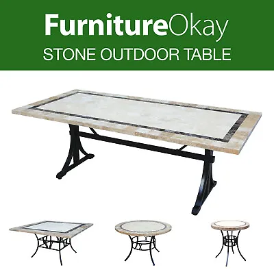$949 • Buy FurnitureOkay® Stone Outdoor Dining Table (Multiple Sizes) Patio Furniture