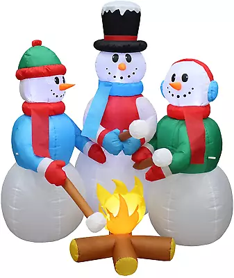 5ft Christmas Inflatable Snowman Campfire LED Lights Holiday Lawn Blow Up NEW • $103.99