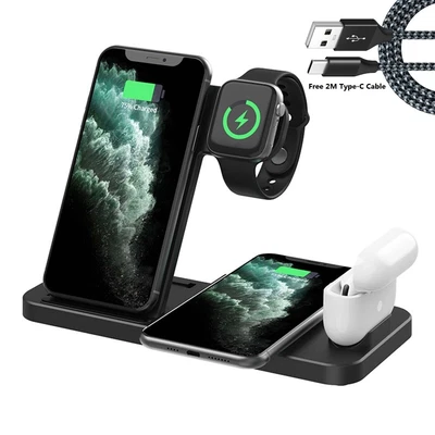 $18.99 • Buy 3 In 1 Qi Fast Wireless Charger Station Dock For Apple Watch IPhone 14 Pro 13 12