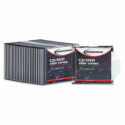 Innovera CD/DVD Polystyrene Thin Line Storage Case Clear 25/Pack 85825 • $14.99