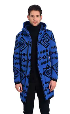 NEW LCR Mens Black Edition Cardigan Sweater Jacket Slim Fit Fashion Royal Blue • $109.99