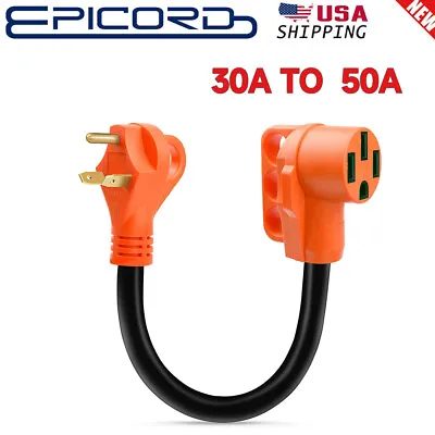 12-inch Heavy Duty RV Adapter 30 AMP Male To 50 AMP Female Dogbone Power Cord • $12.99