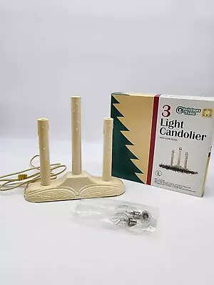 Christmas Time 3 Light Candolier Plastic Window Candelabra Tested Works Vintage • $15.19