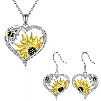 Sunflower Gifts For Girls Sunflower Necklace & Earrings Jewelry For Women Encour • $12.99