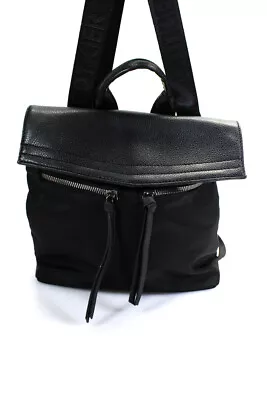 Botkier Womens Leather Trim Flap Back Pack Shoulder Handbag Black • $42.69