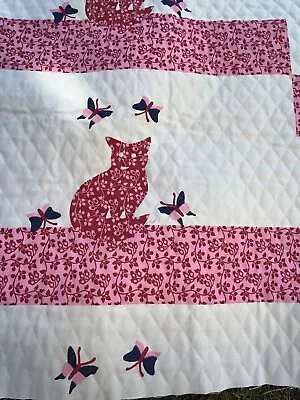 Vintage 1981 Quilted Cotton Cat Fabric With Batting • $24.99