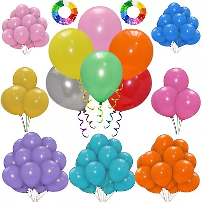 100 X Latex PLAIN BALOON BALLONS Helium BALLOONS Quality Party Birthday Wedding • £4.99