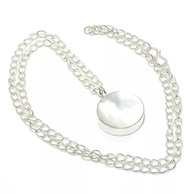 Mother Of Pearl Gemstone Handmade 925 Sterling Silver Jewelry Necklace 18  • $35