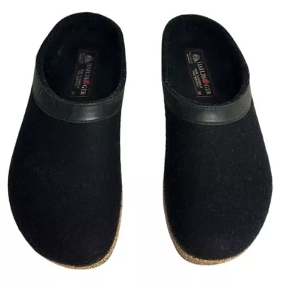 Haflinger Wool GZL Clogs Woman's Size US 7 EU 38 Black Slippers • $42