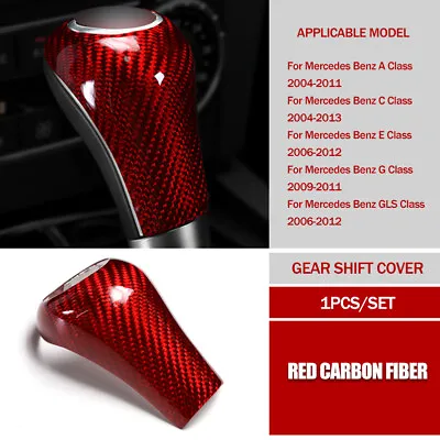 Fit For Mercedes Benz C E G GLS W204 Red Real Carbon Gear Shift Knob Cover Trim • $49.80