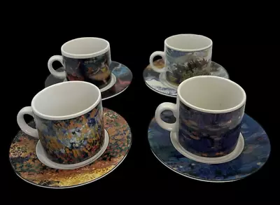 SAKURA Set/4 Demitasse Mug +Saucer Museum Masters Vincent Van Gogh  Degas Monet • $40