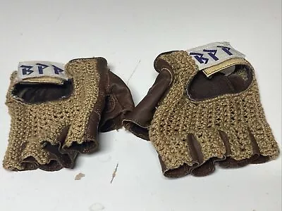 VTG BPP Padded Leather Fingerless Semi-finger Bicycle Driving Riding Gloves XS • $35