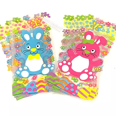 10 X EASTER BUNNY BUTTERFLIES & EGGS Cellophane Treat Loot Bags 5 Pink & 5 Blue • £3.99