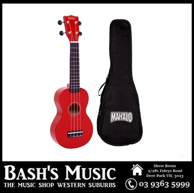$44.99 • Buy Mahalo MR1 Soprano Ukulele Beginner Starter With Bag Carry Case - RED