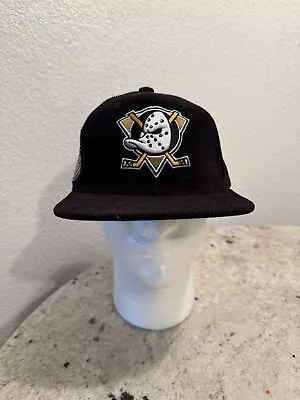 Mitchell Ness Snapback Mighty Ducks Black Corduroy Hat Cap Men’s One Size • $22.99