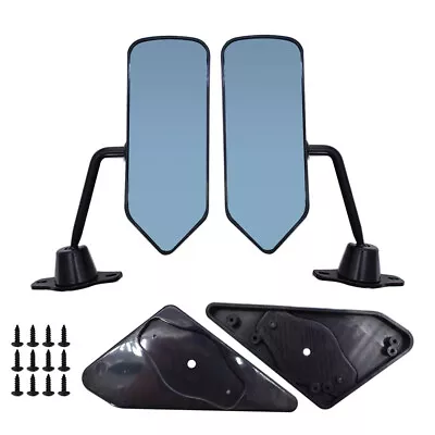 2PCS Universal F1 Style Car Racing Rearview Side Wing Mirrors Convex Glass Black • $36.44