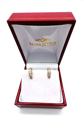 22ct Yellow Gold & Cubic Zirconia Baby Hoop Earrings 1.28gm • £140