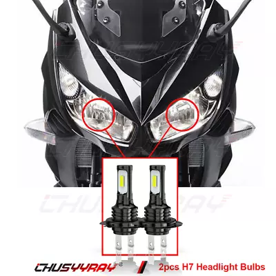 2x H7 LED Headlight Bulb For Kawasaki Ninja ZX6R ZX636C 2003-2006 ZX636E 2013-14 • $19.99