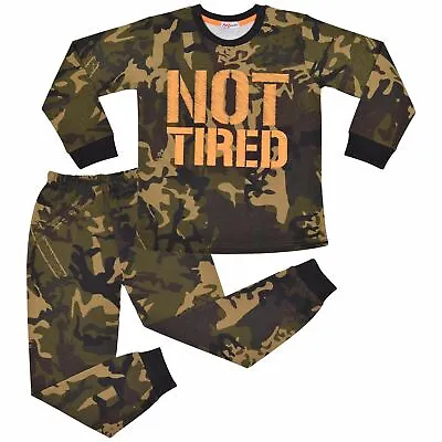 Kids Unisex Camo Green Print Pyjamas Children PJs Sleepwear Loungewear Age 2-13 • £9.99