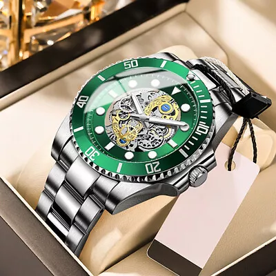 Luxury BINBOND Mens Stainless Steel Watch Waterproof Automatic Quartz Watches  • $15.99