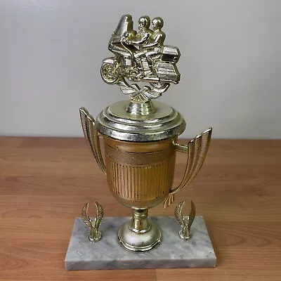 Vintage Motorcycle Trophy 13in Tall Plastic And Metal On Marble Base • $28.88