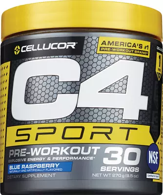 Cellucor C4 Sport Pre Workout Powder Blue Raspberry Pre Workout Energy 30Servs • $15.49