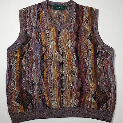 Men XL Vintage 90s TUNDRA Coogi Style Sweater Vest • $79.95