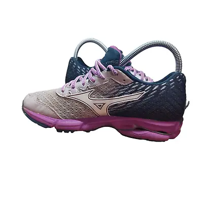 Mizuno Womens Wave Rider 19 Running Shoes Athletic Sneakers Purple Gray Sz 6.5 • $16.98