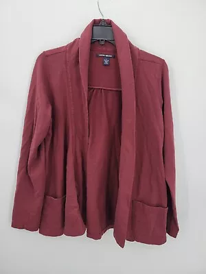 Lucky Brand Cardigan Sweater Womens Large Maroon Open Front Boho Soft Knit • $24.80