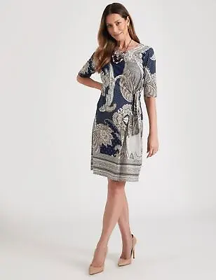 $29.66 • Buy Millers 3/4 Sleeve Printed Knee Length Dress With Side Tie Womens Size 10