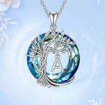 £3.11 • Buy Women Necklace Tree Of Life Pendant With A-Z Initial Letter`UK