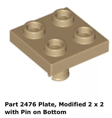 Lego 2x 2476 Dark Tan Plate Modified 2 X 2 With Pin On Bottom 8039 • $6.29