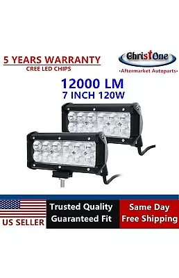 2 Set Of NEW 7  120W CREE SPOT LED WORK LIGHT BAR OFFROAD ATV FOG UTE SUV 4WD LA • $25.99