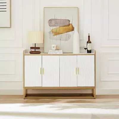 Entryway Cupboard Credenzas White Gloss With Metal Legs For Living Room • $221.79