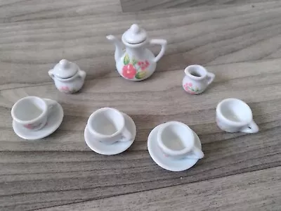 Vintage Miniature Tea Set Pink Floral Print 12 Pieces • $14.67