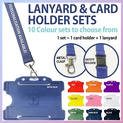£4.95 • Buy Lanyard & ID Badge Card Holder Sets - PERSONALISATION Available - FREE P&P