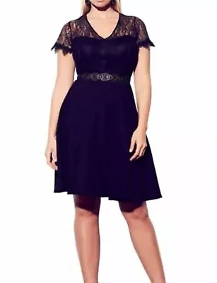 CITY CHIC Sweetly Belted Dress Black Plus Size S Small 16 RRP $129.95 NEW • $39.95