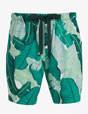 New Peter Alexander Mens Green Banana Leaf Mid Shorts Medium M Rrp$69.95 • $30