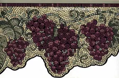 Raymond Waites Scalloped Grape Mosaic Tile Look Wallpaper Border Prepasted • $39.99